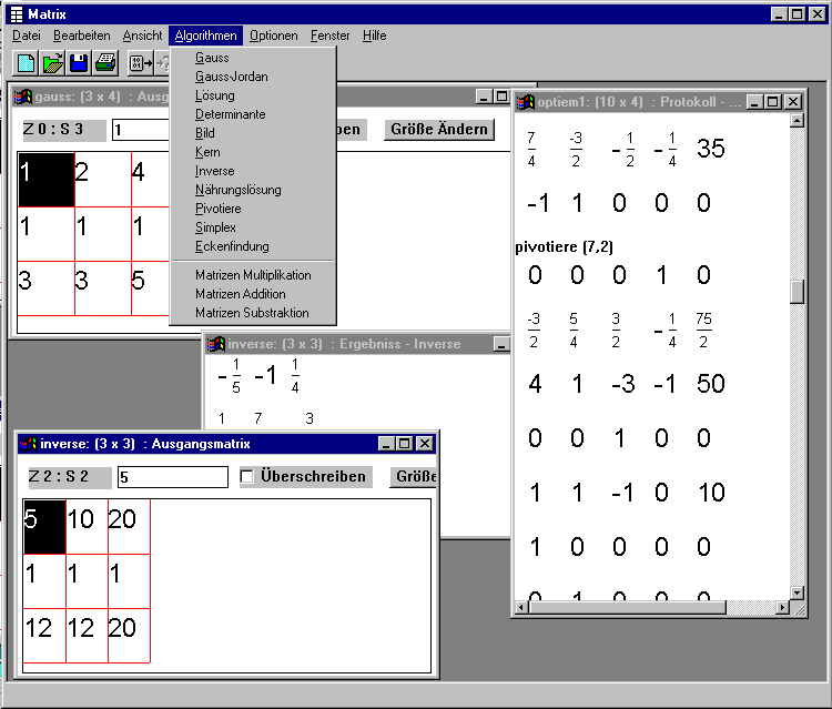 Einblick auf die Oberflche des Programms